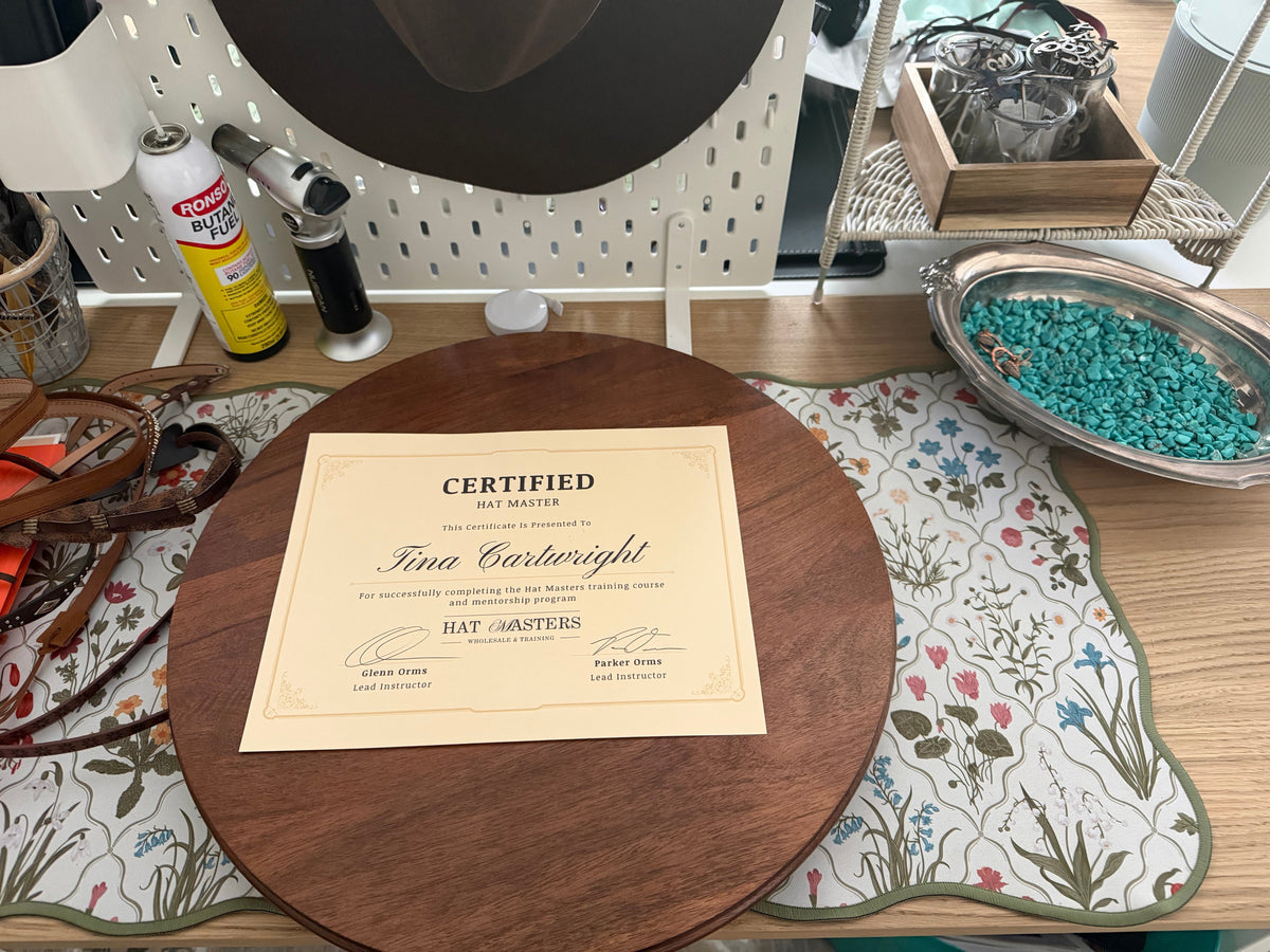Tartan Cowgirl is now a Certified Hat Shaper!