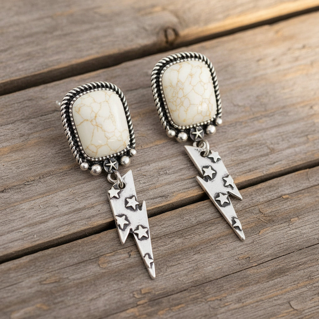 Lightning Bolt Stone Earrings