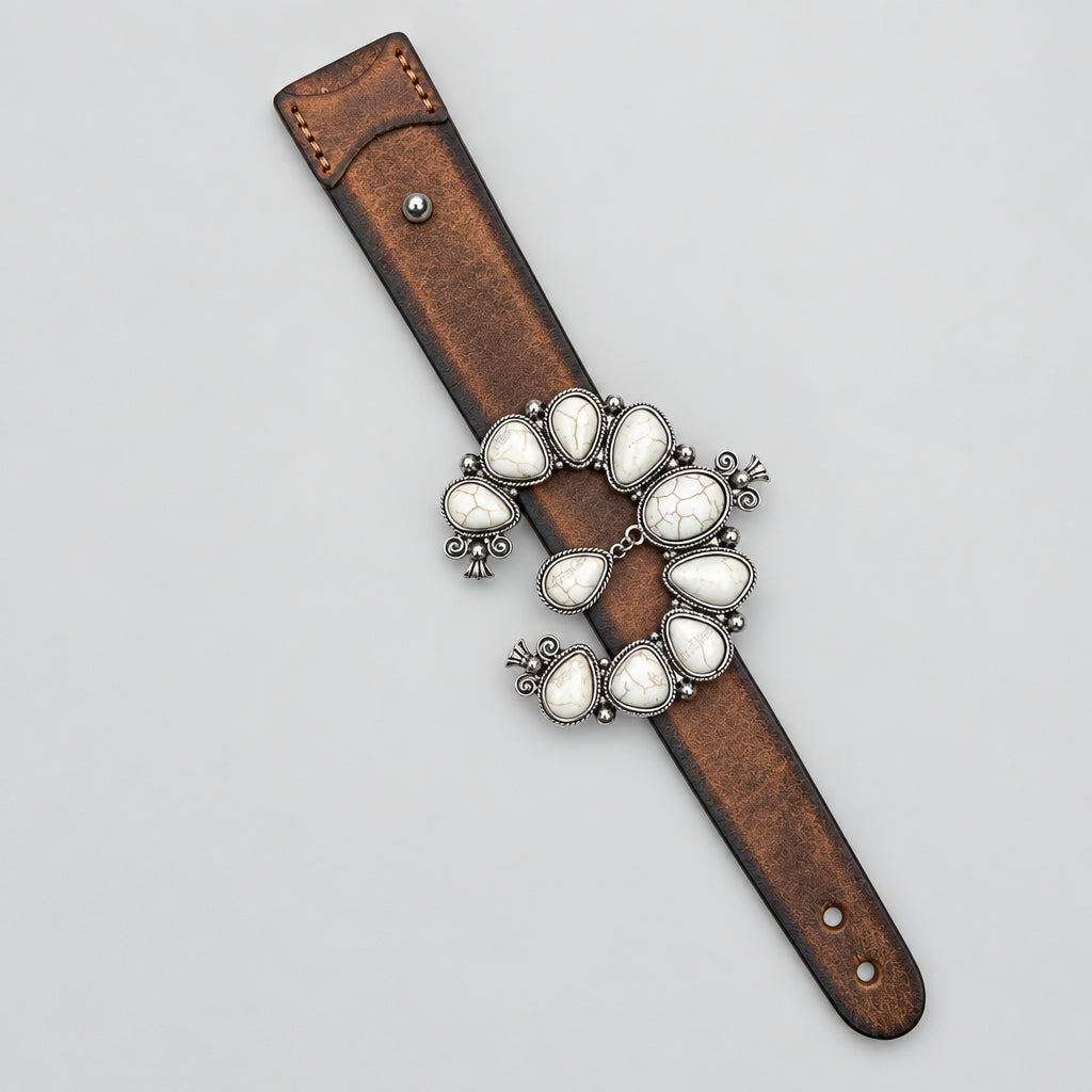 Squash Blossom Leather Cuff/bracelet
