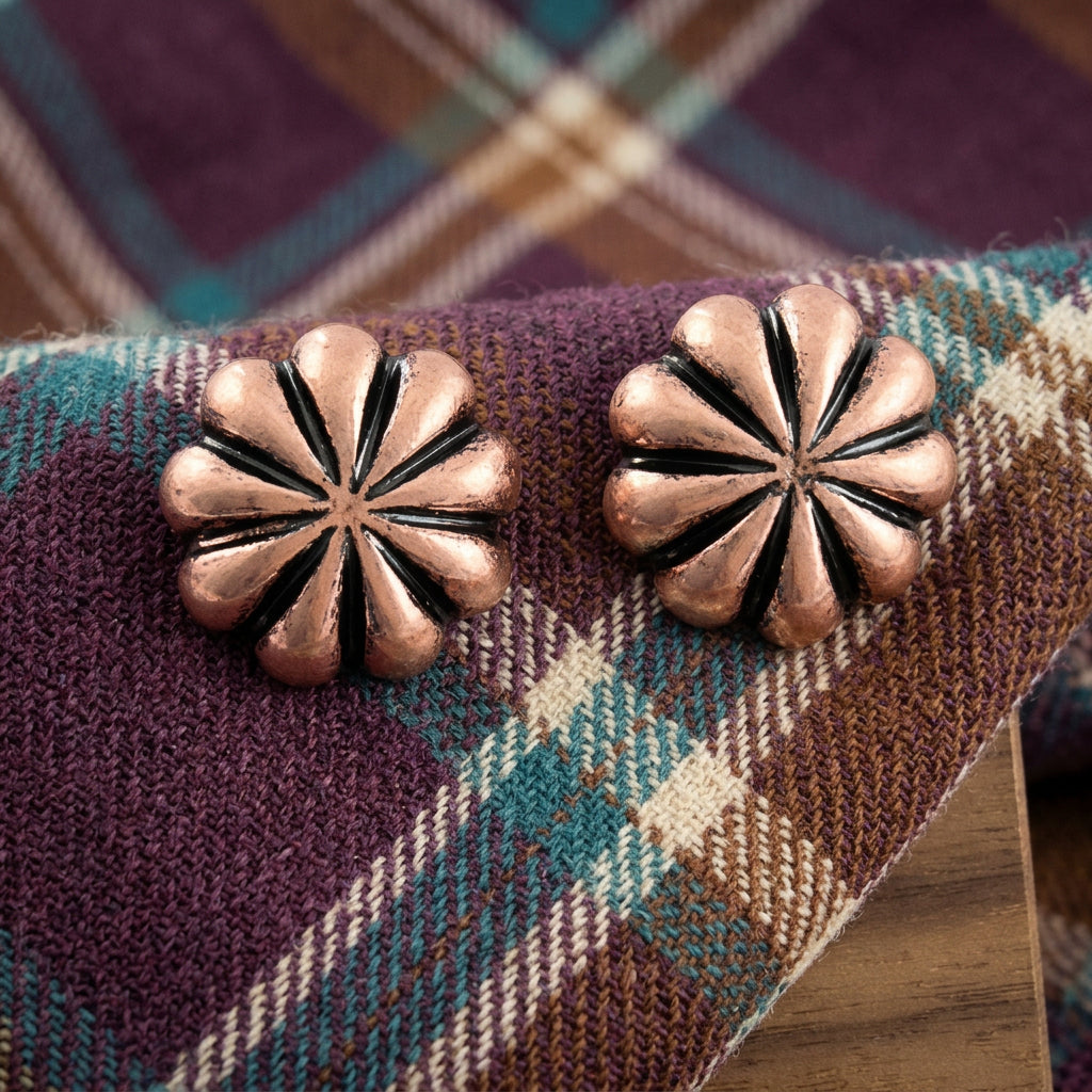 Western Copper  Concho Earrings