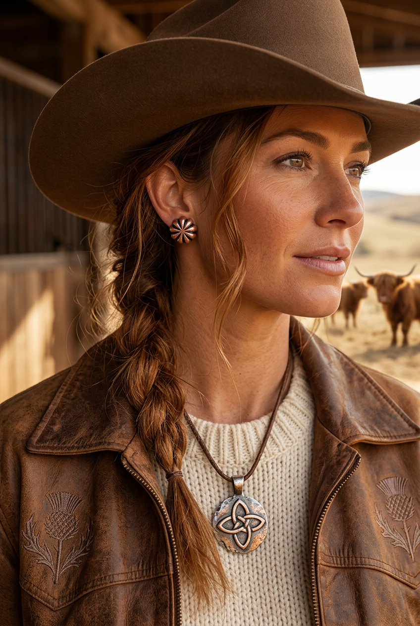 Western Copper  Concho Earrings