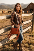Coral Fringed Crossbody Bag