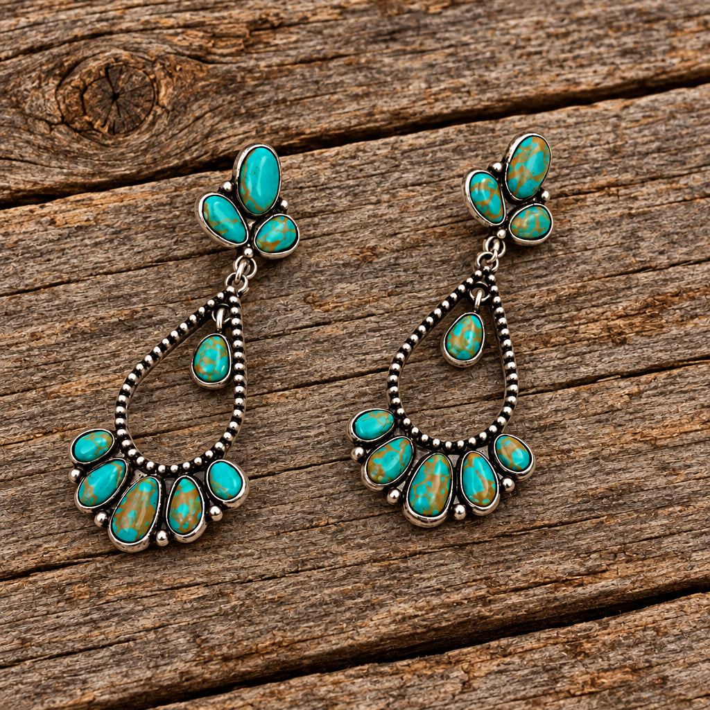 Blue turquoise stone earrings