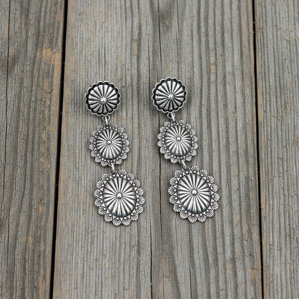 Trio Flower Concho Earrings