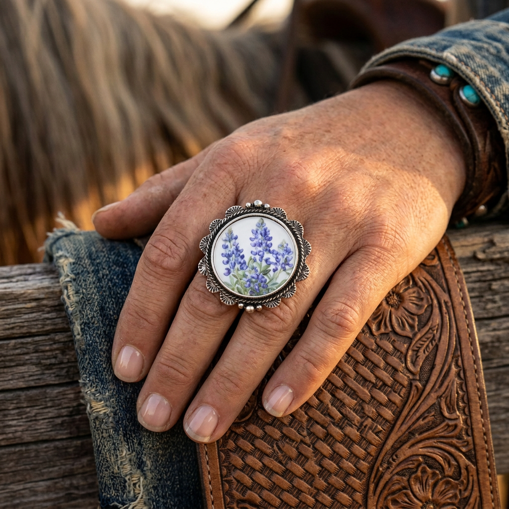 Blue Bonnet Concho Ring