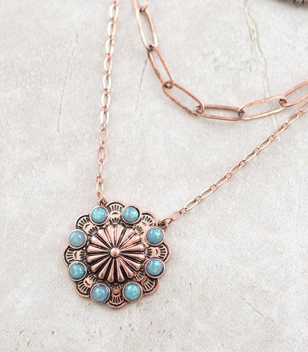 Concho Pendant Chain Layered Necklace