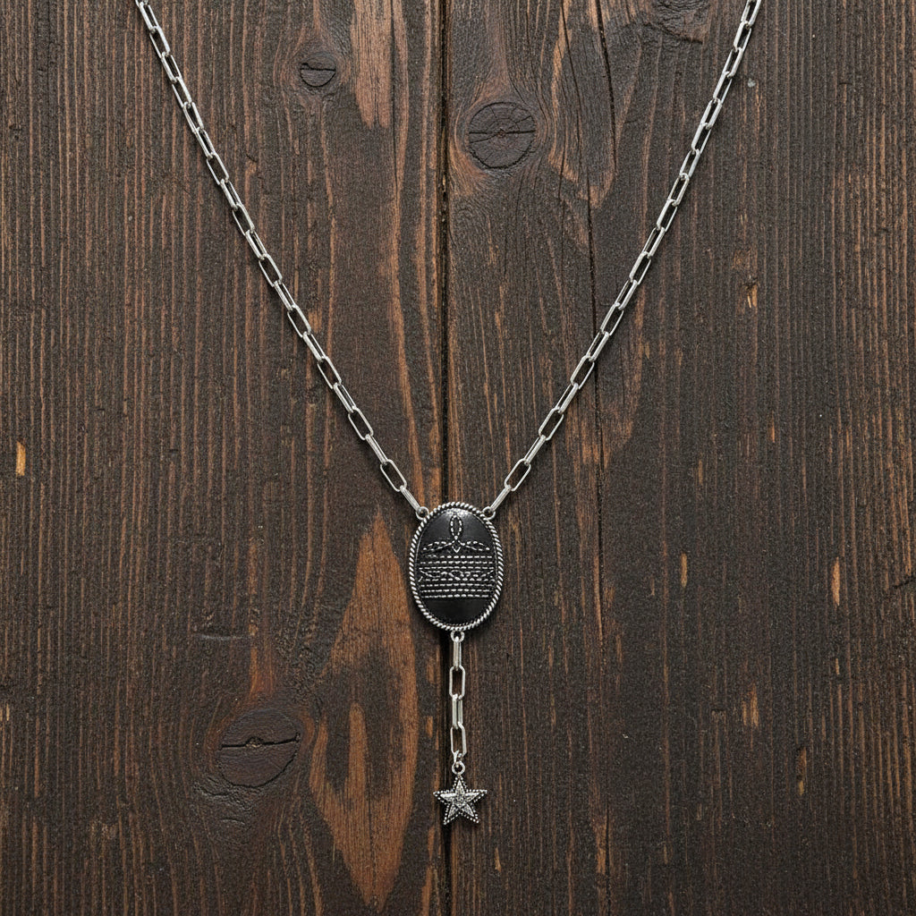 Boot Stitch Lariat Necklace