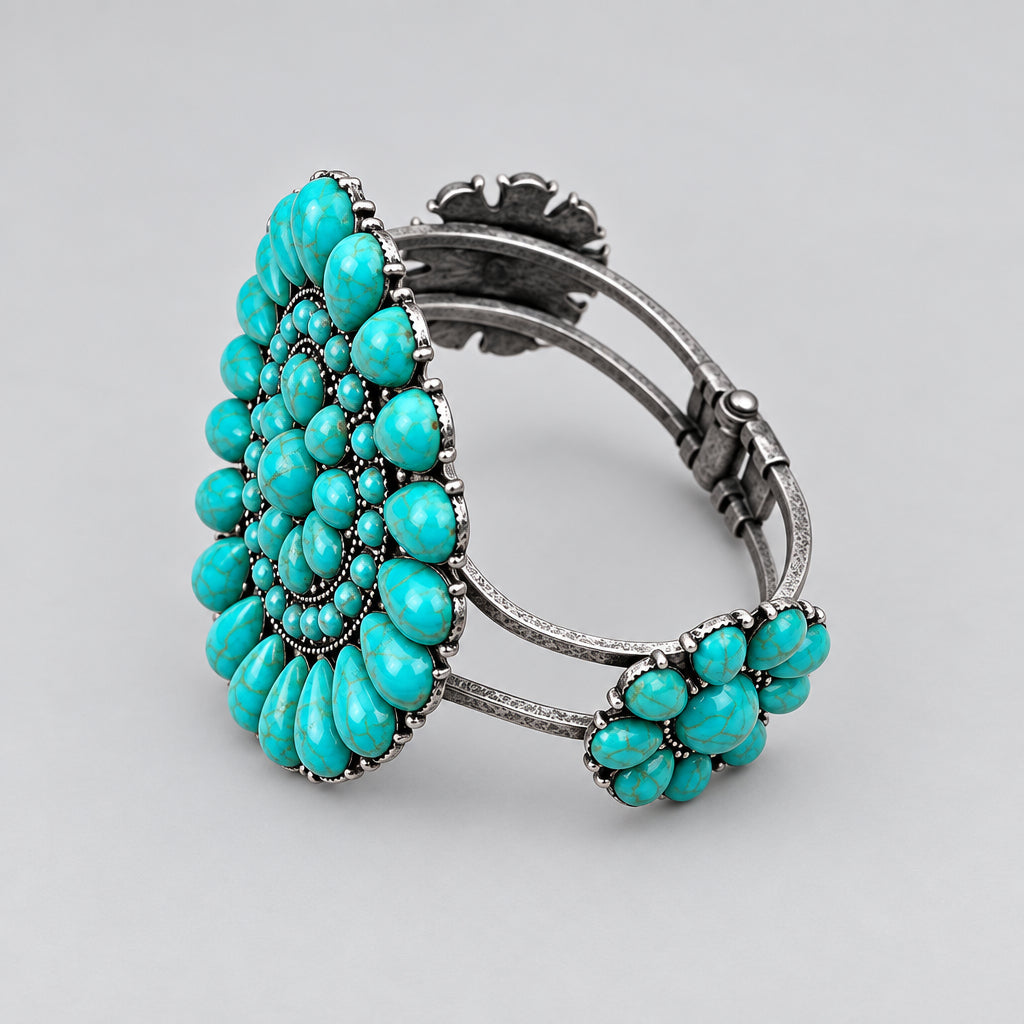Silver and Blue Turquoise Stone Cuff Bracelet