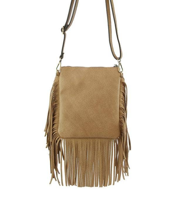 Multi Compartment Fringe Crossbody Bag