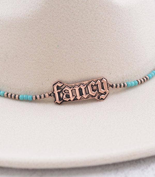 "Fancy" Copper and Turquoise Beaded Hat Band