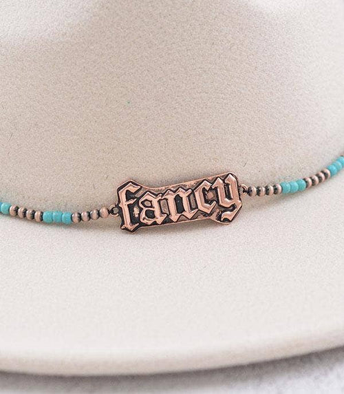 "Fancy" Copper and Turquoise Beaded Hat Band
