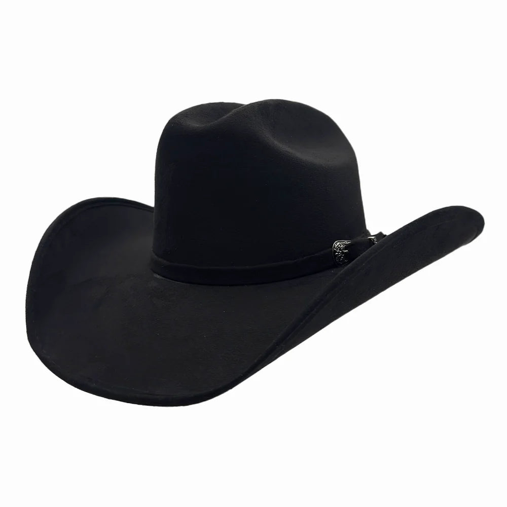 Black Faux Suede Cattleman Cowboy Hat