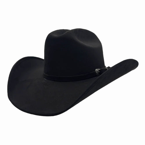 Black Faux Suede Cattleman Cowboy Hat