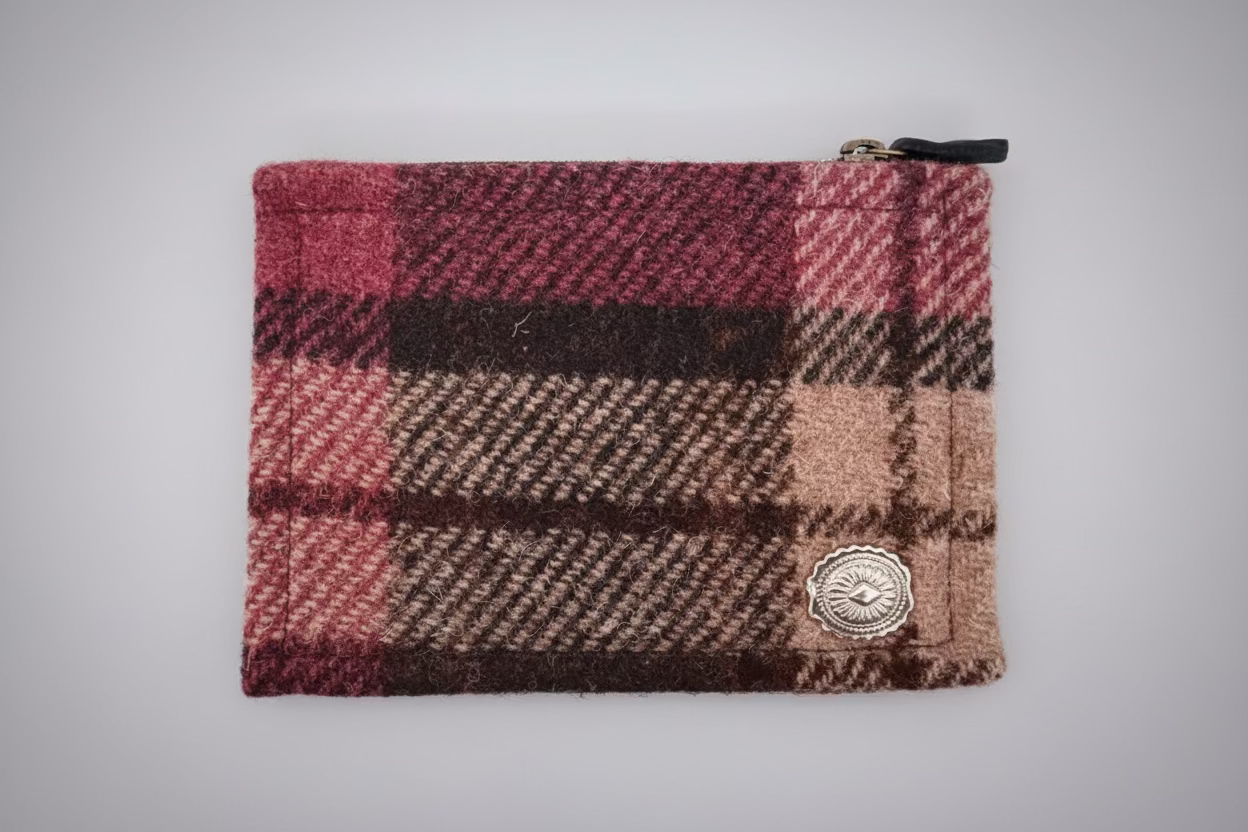 Tartan or Tweed Concho Wallet with Genuine Leather