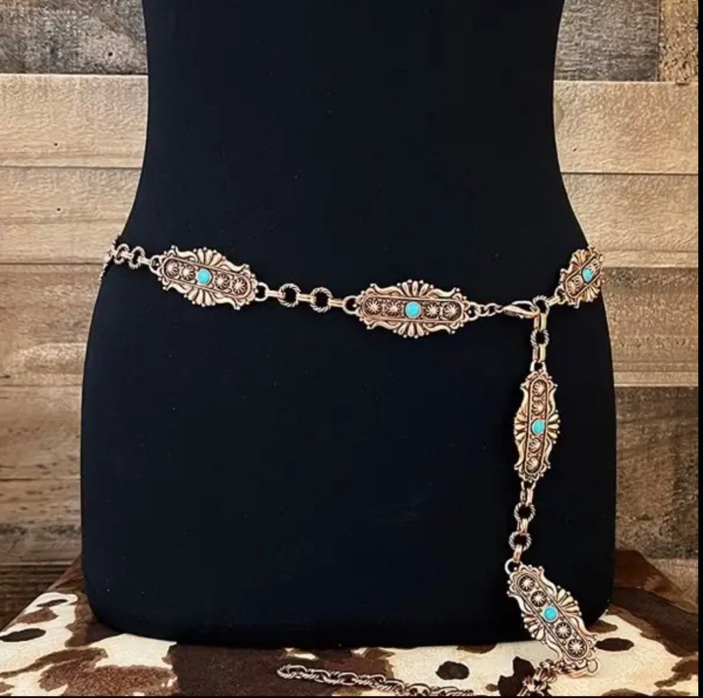 Copper & Turquoise Concho Belt