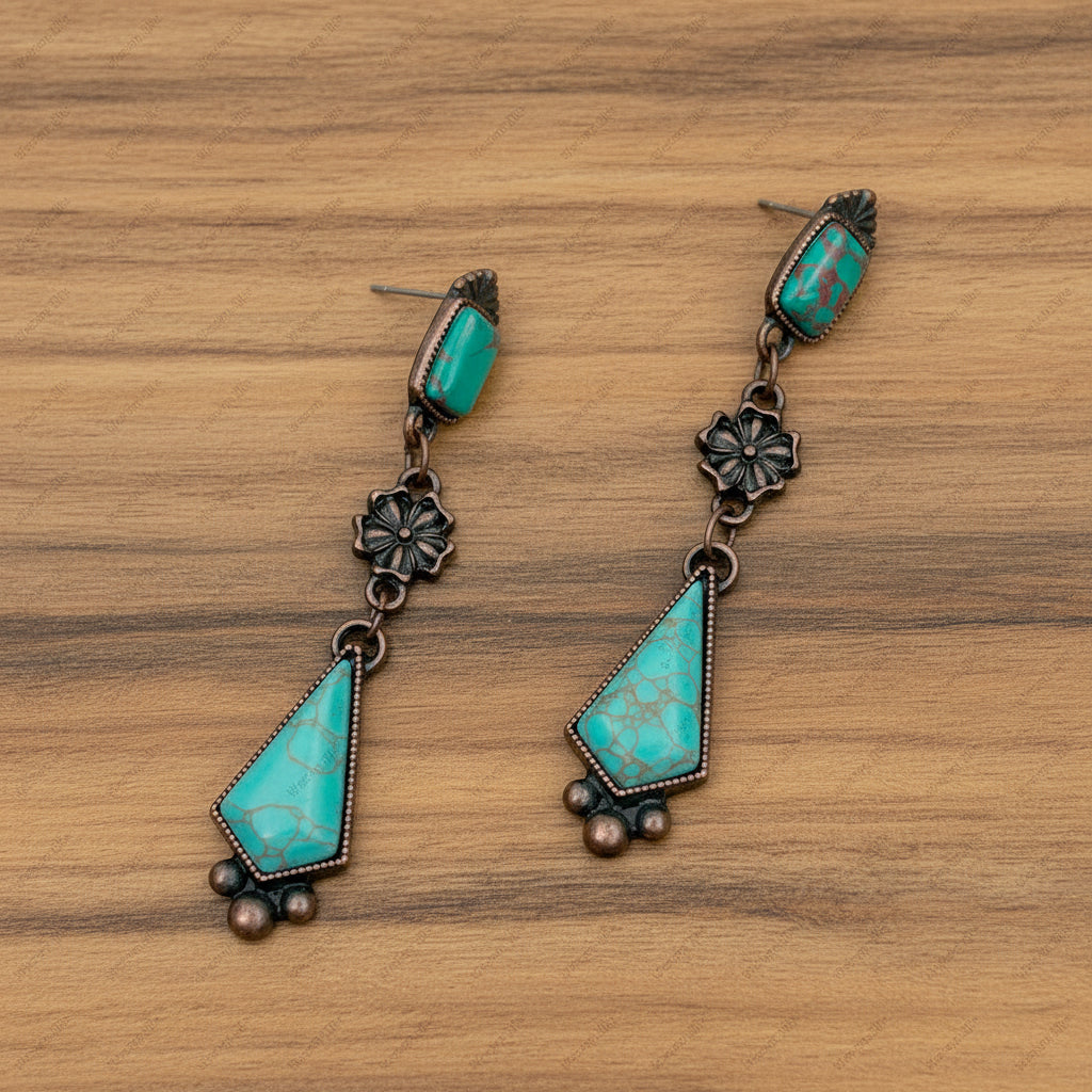 ERZ231205-66             Copper and Turquoise Earrings
