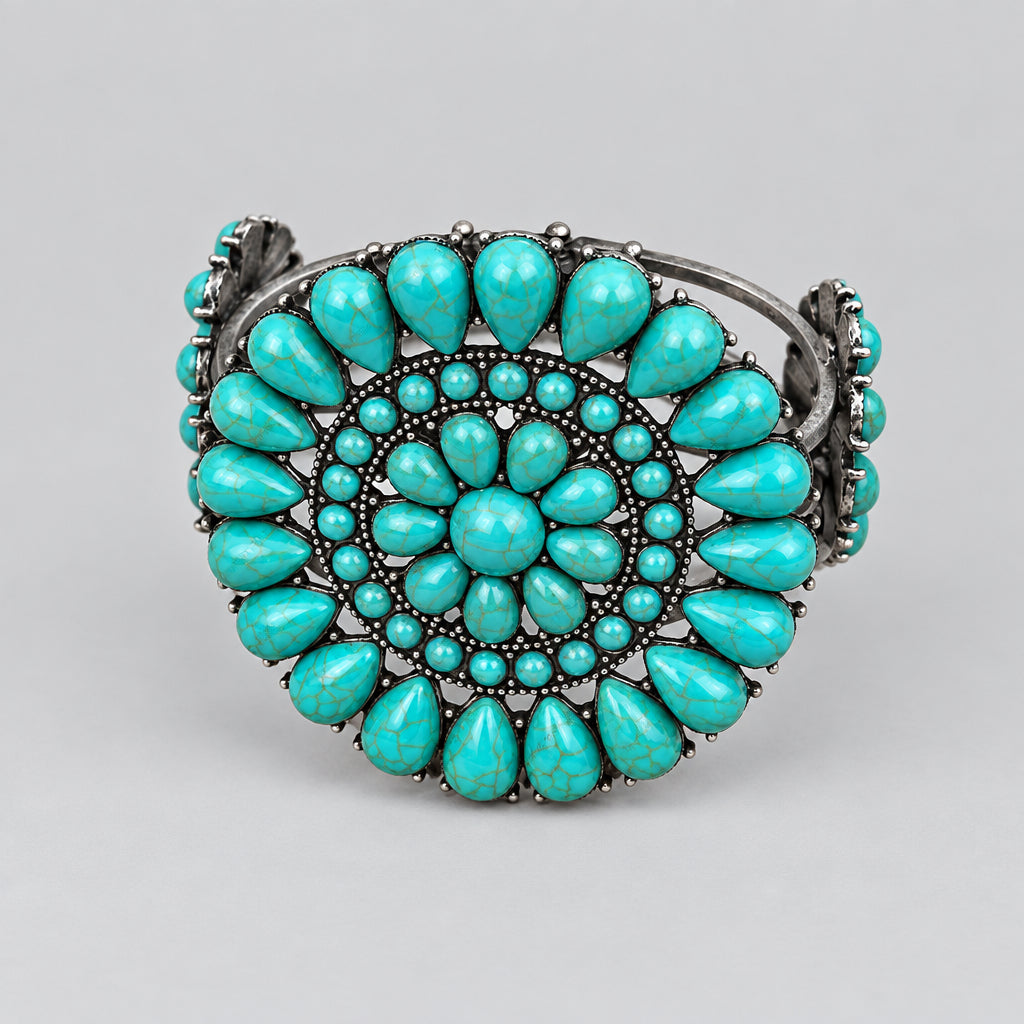 Silver and Blue Turquoise Stone Cuff Bracelet