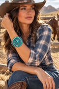 Silver and Blue Turquoise Stone Cuff Bracelet