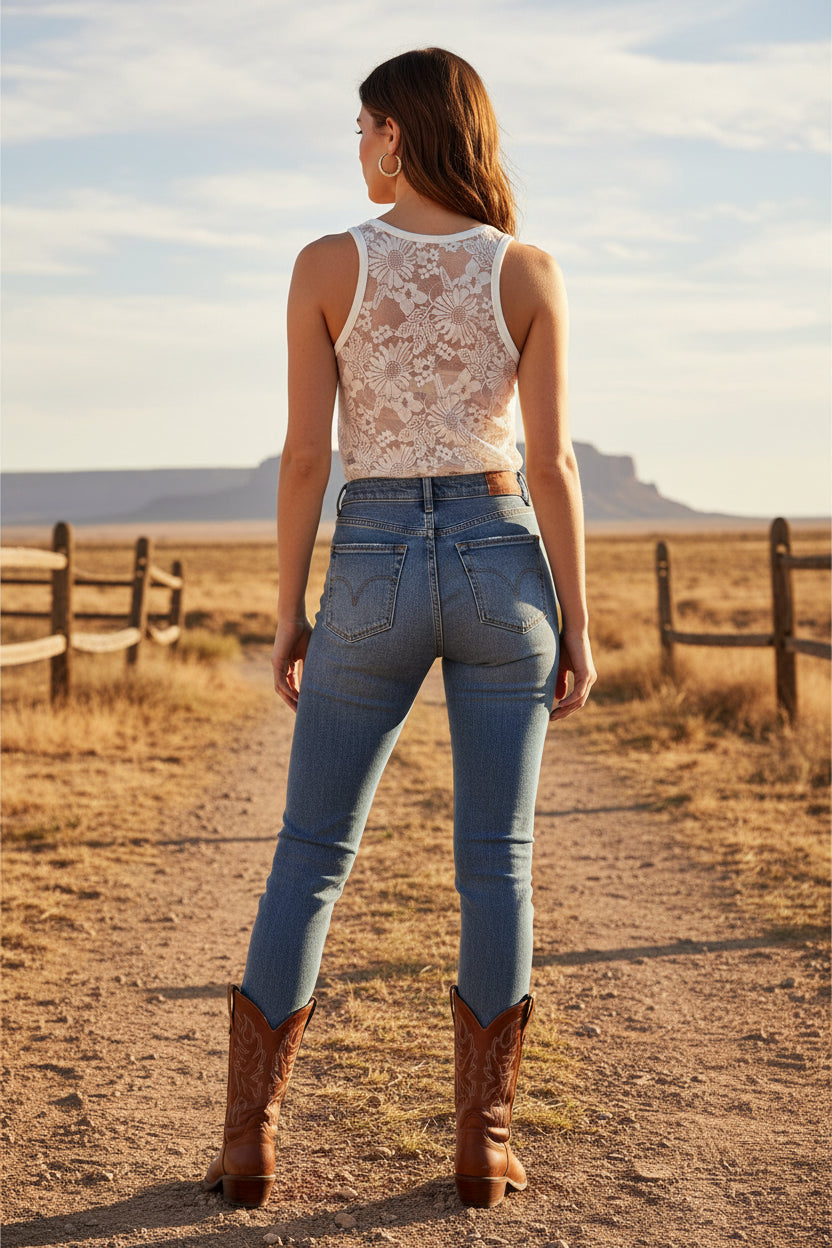 Lace-Back Tank Top