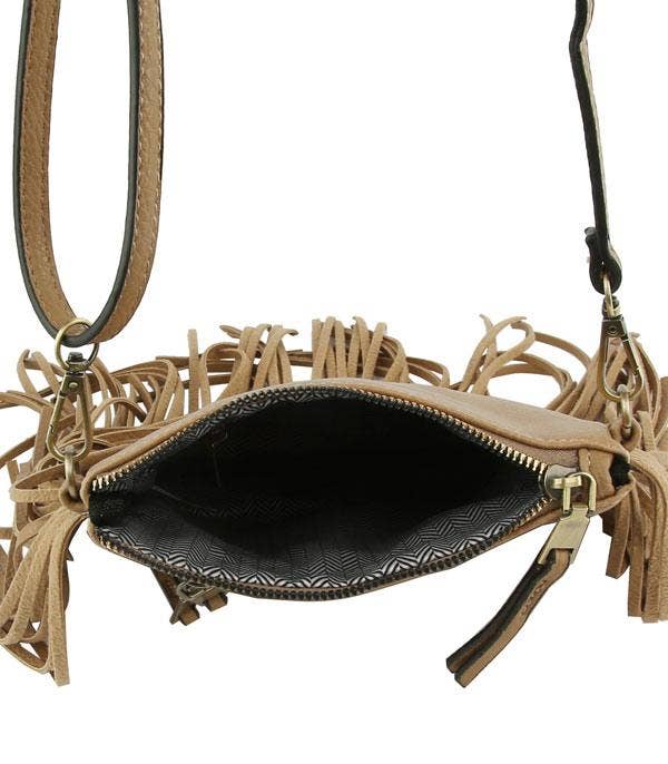 Multi Compartment Fringe Crossbody Bag