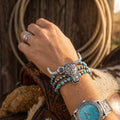 Tooled Cow Skull Bead Bracelet
