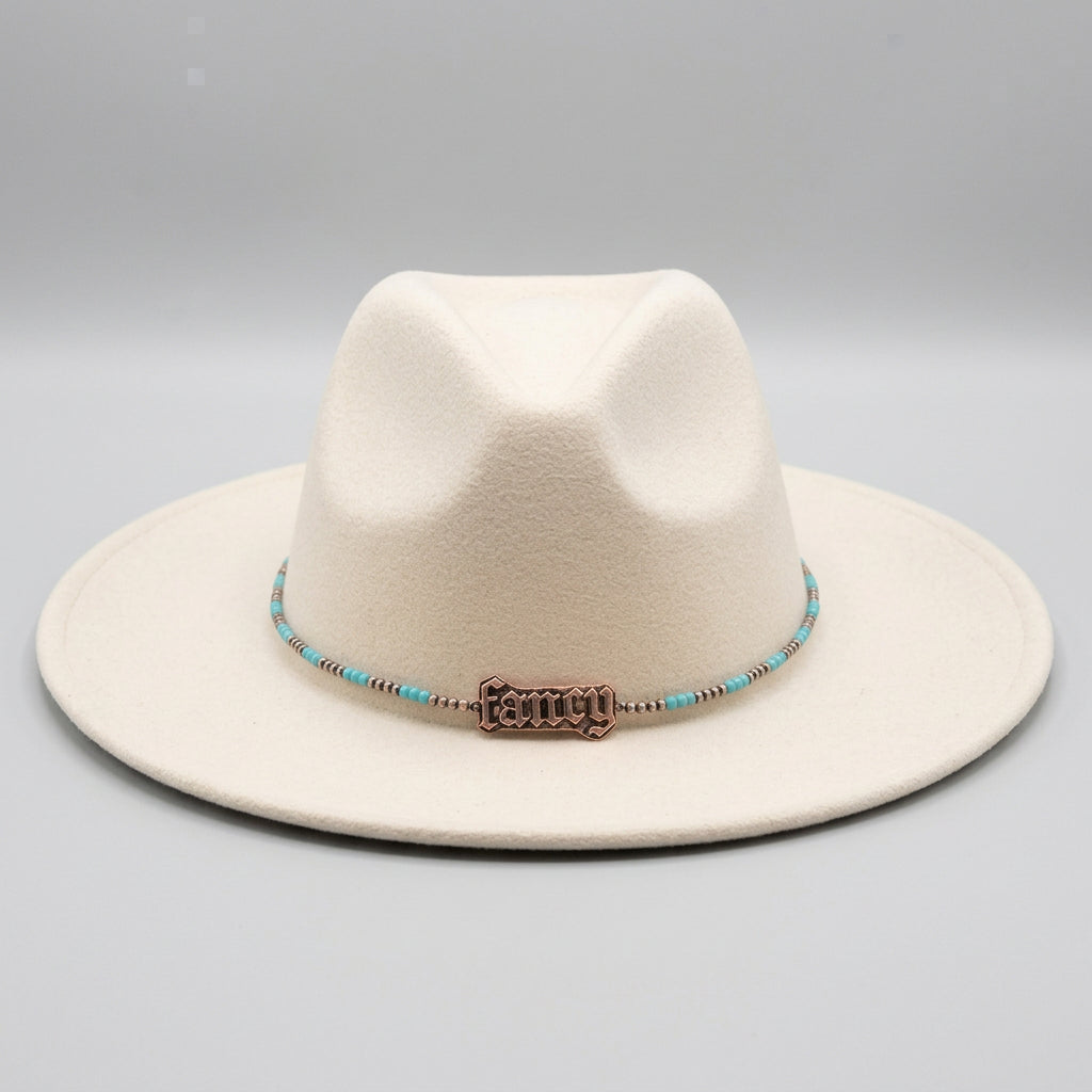 "Fancy" Copper and Turquoise Beaded Hat Band